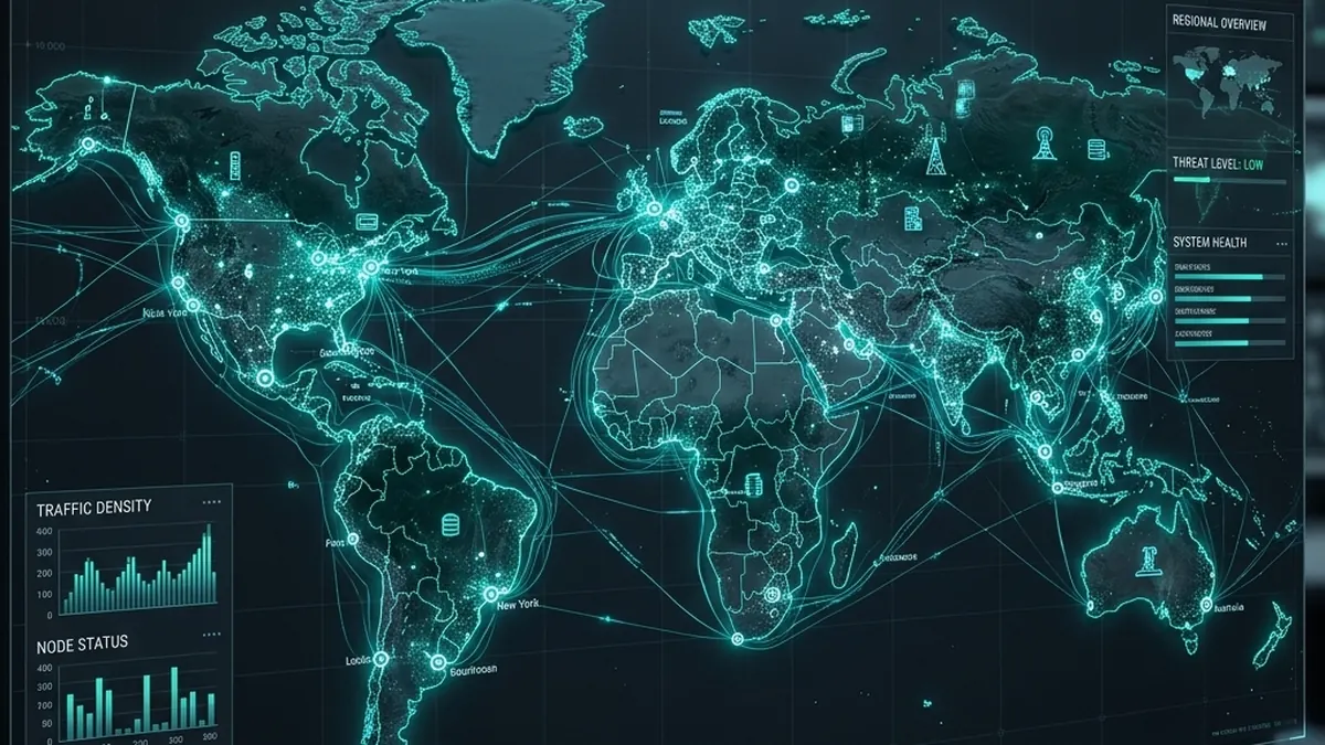 Operations centre with a world map on the wall